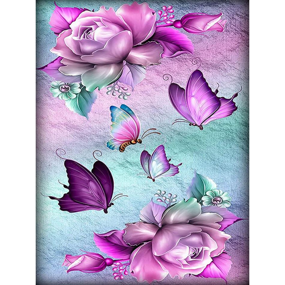 Art Craft Ideas With Paper - RUOPOTY Purple Flowers Diamond Painting Kit