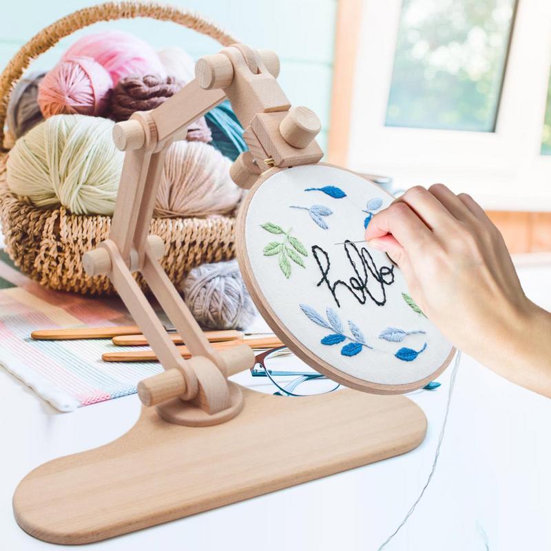 Embroidery Hoop Kit - 360 Degree Rotation Adjustable Wooden Embroidery