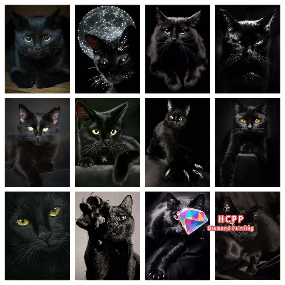 Art Craft Resin - unframe Black Cat Animal Diamond Painting