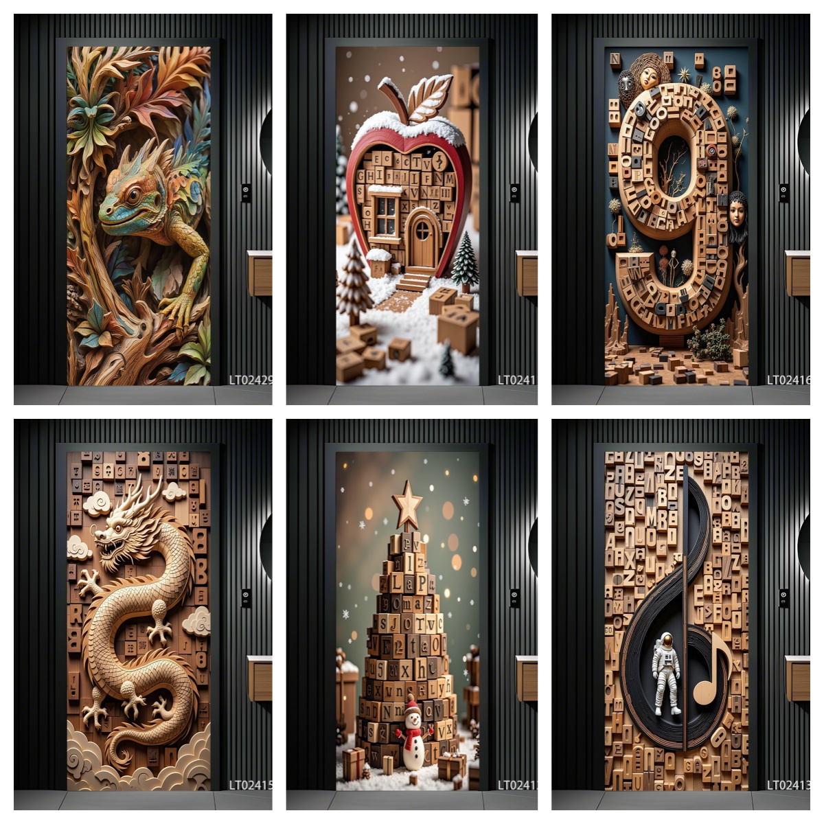 Art Craft Door - 3D Animal Relief Door Stickers -