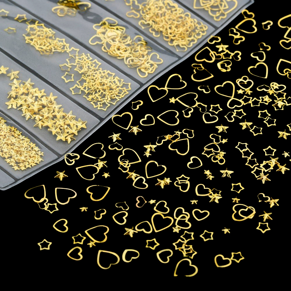 The Art And Craft Of Jewelry - Mix Glitter Metal Frame Gold Nail