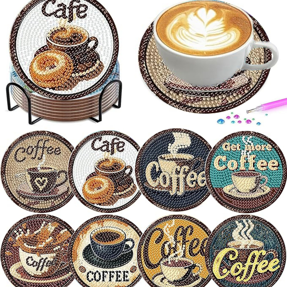 Art Craft Resin - 8 pieces/set of diamond painted coaster