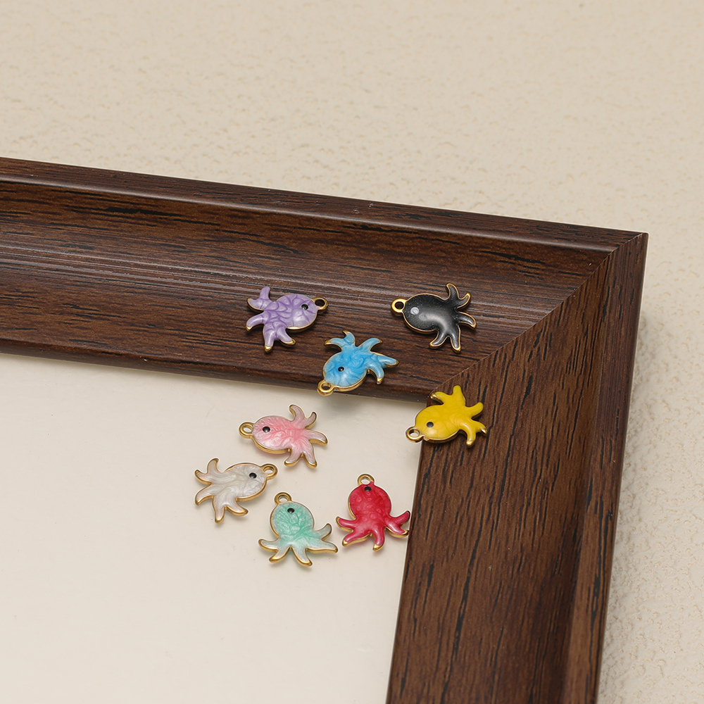 Art Craft Diy - 20pcs/lot Stainless Steel Enamel Octopus Charms