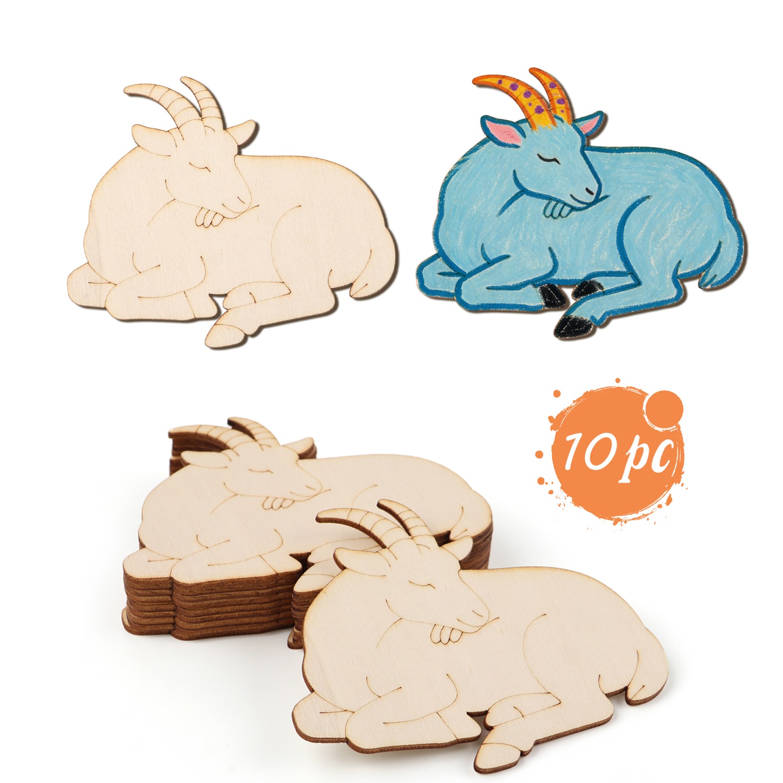 Art & Craft Paper Ideas - 10pcs/set Unfinished Wood Sheep Animal Ornaments