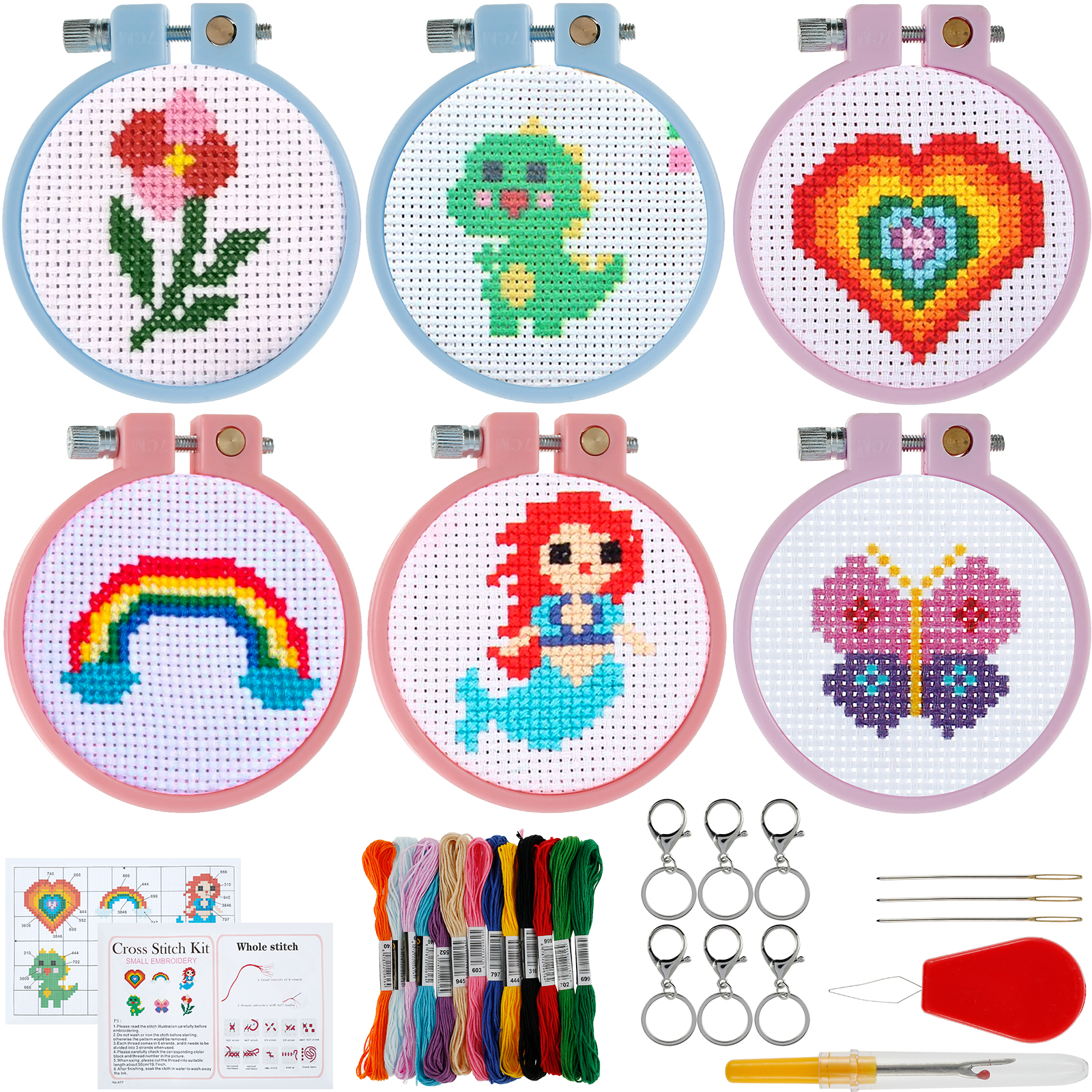 6Pcs Embroidery Beginner Kits  - Embroidery Hoop Kit 리뷰 및 가격