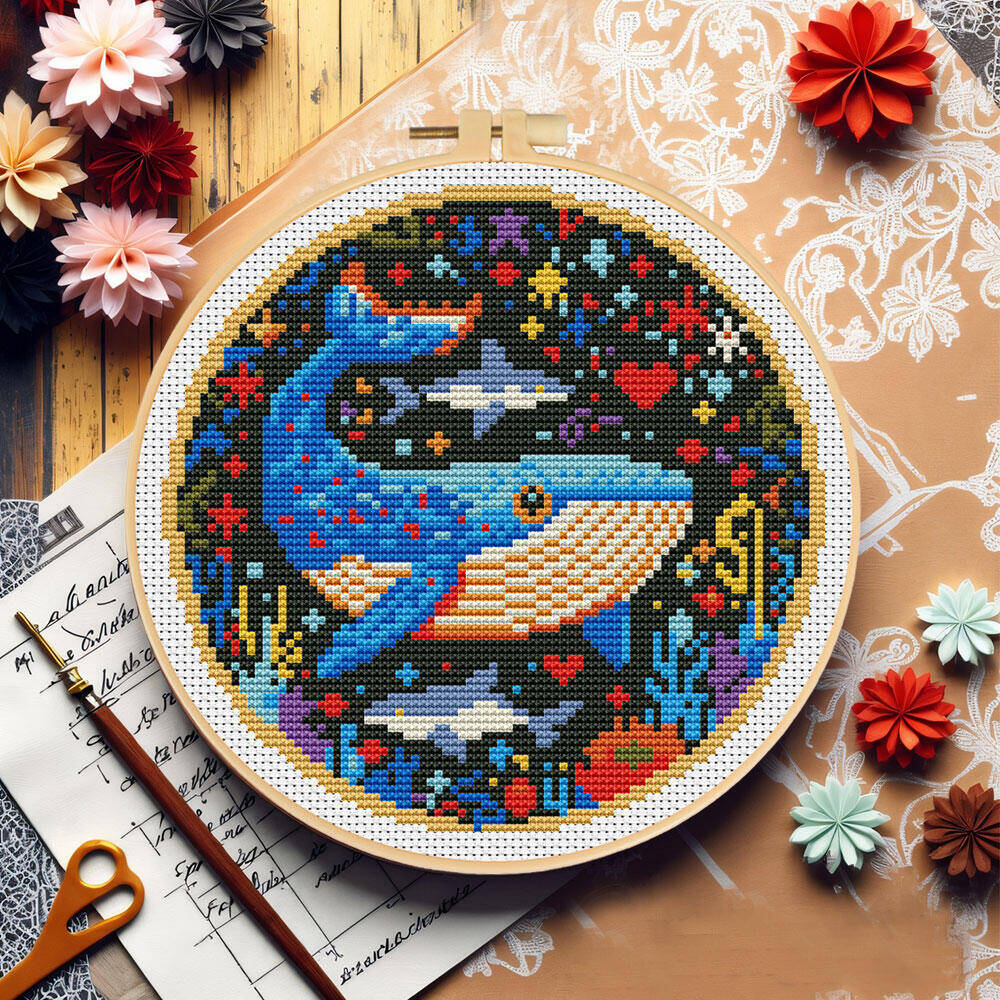 DIY Cross Stitch Whale Embroid - Embroidery Hoop Kit 리뷰 및 가격