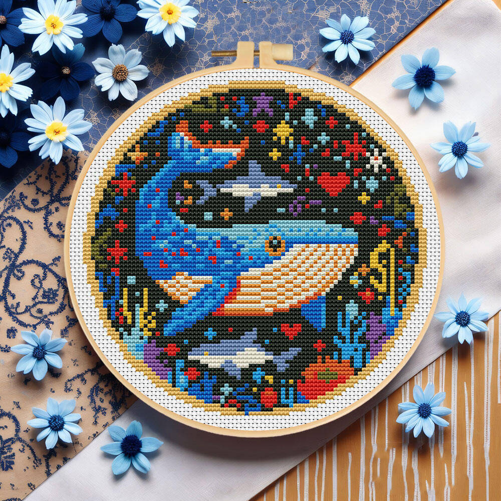 DIY Cross Stitch Whale Embroid - Embroidery Hoop Kit 리뷰 및 가격
