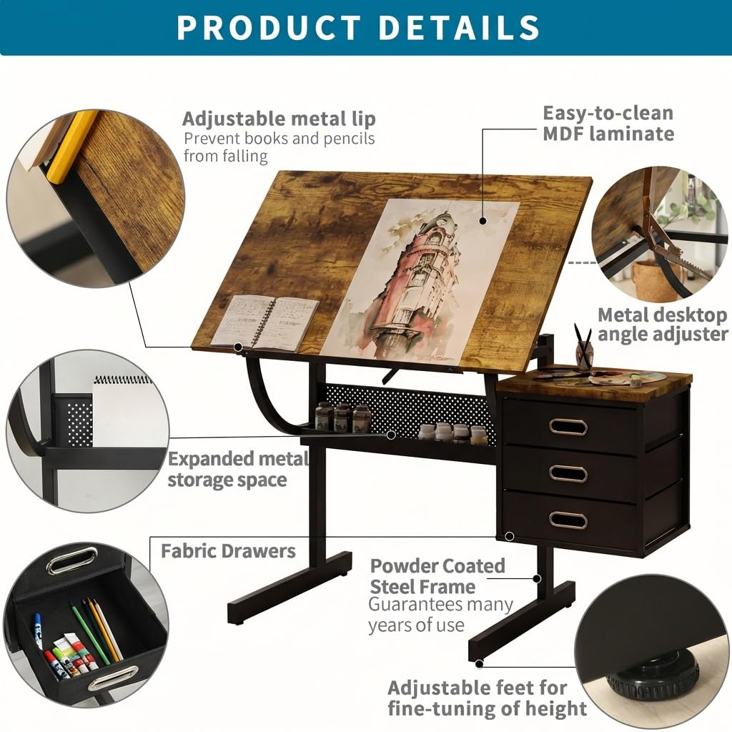 Adjustable Art Desk with Stora - Art & Craft Paper Ideas 리뷰 및 가격