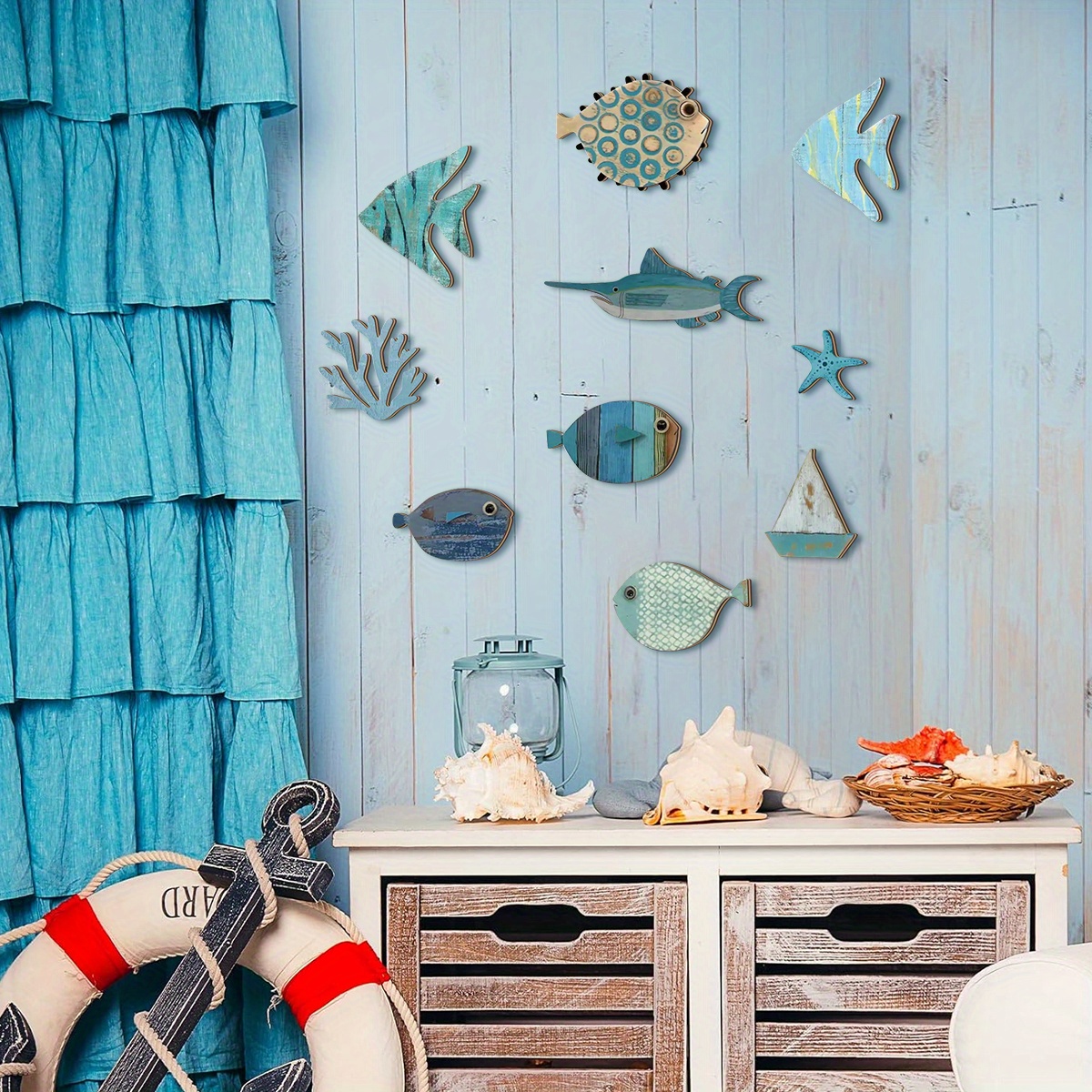 10pcs/set Sea Theme 2D Wooden  - Art Craft Movement 리뷰 및 가격