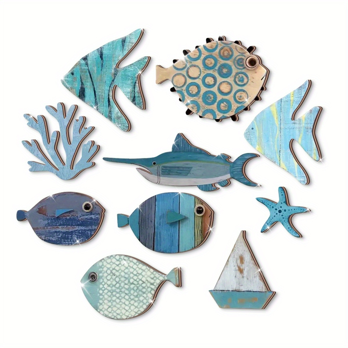 10pcs/set Sea Theme 2D Wooden  - Art Craft Movement 리뷰 및 가격